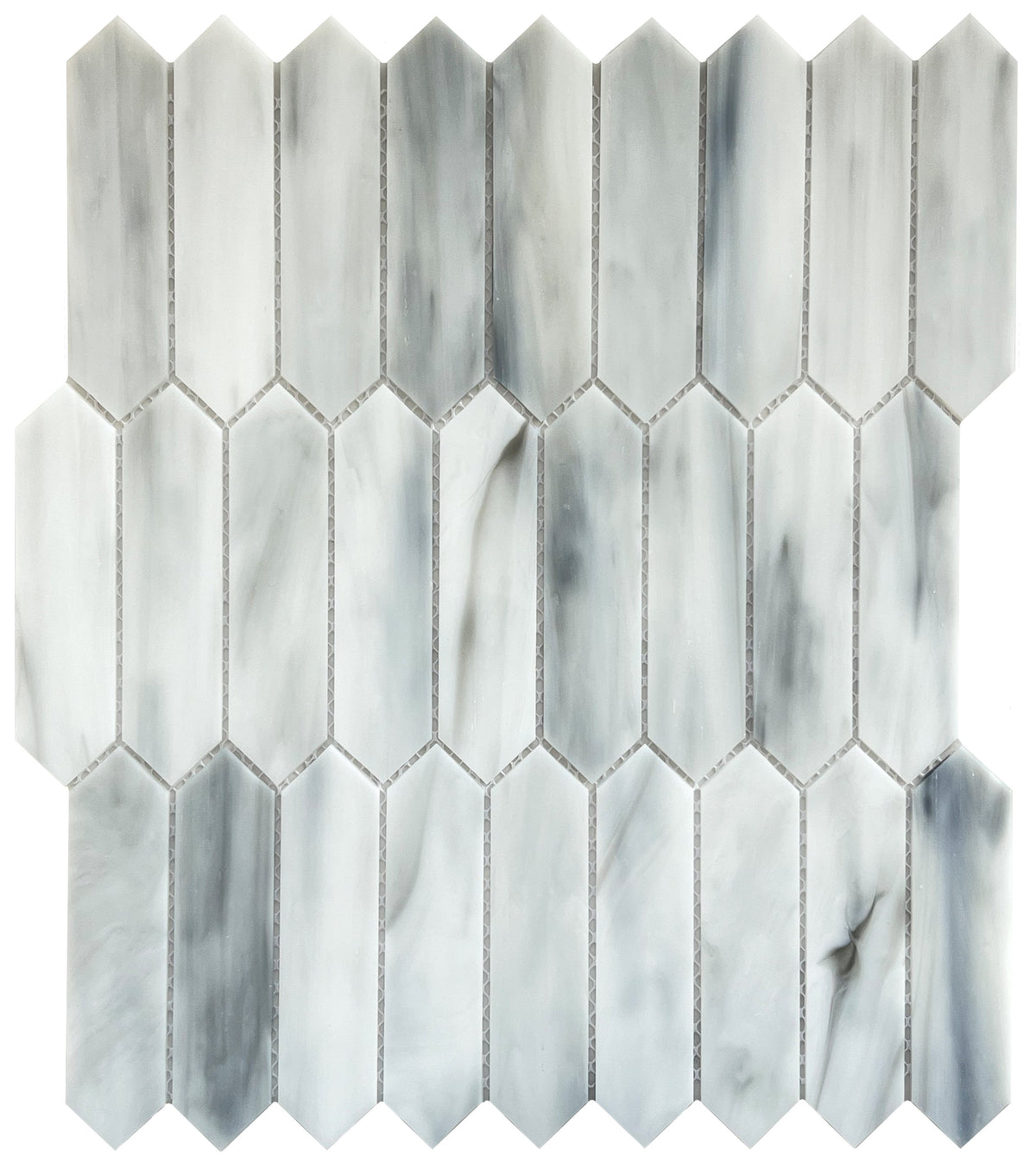 Opal White Picket Glass Mosaic Tile
