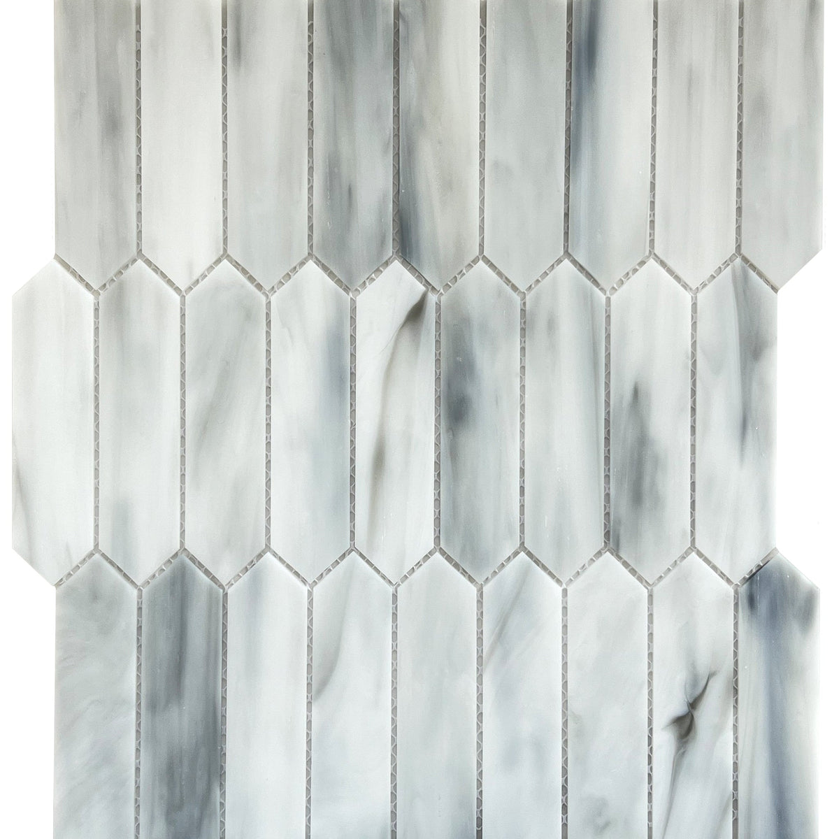 Opal White Picket Glass Mosaic Tile