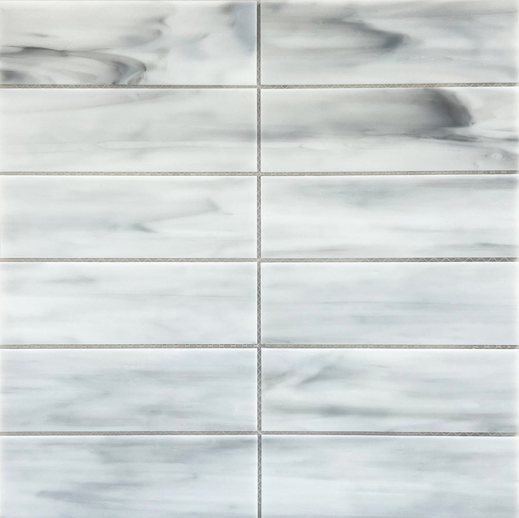 Opal White Rectangle Glass Mosaic Tile
