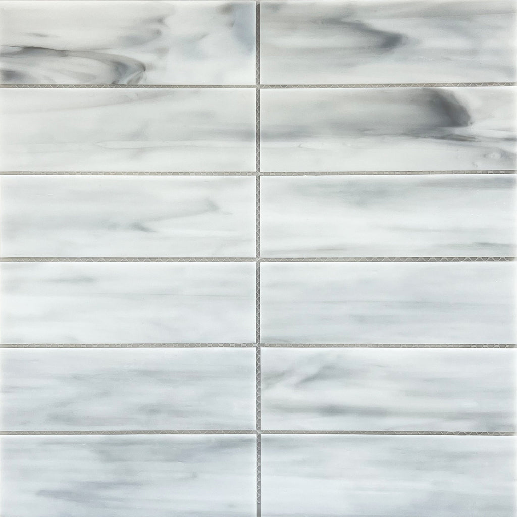Opal White Rectangle Glass Mosaic Tile