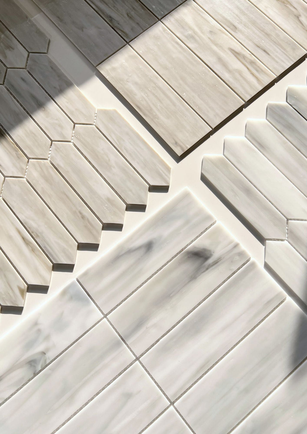 Opal Beige Rectangle Glass Mosaic Tile – installed