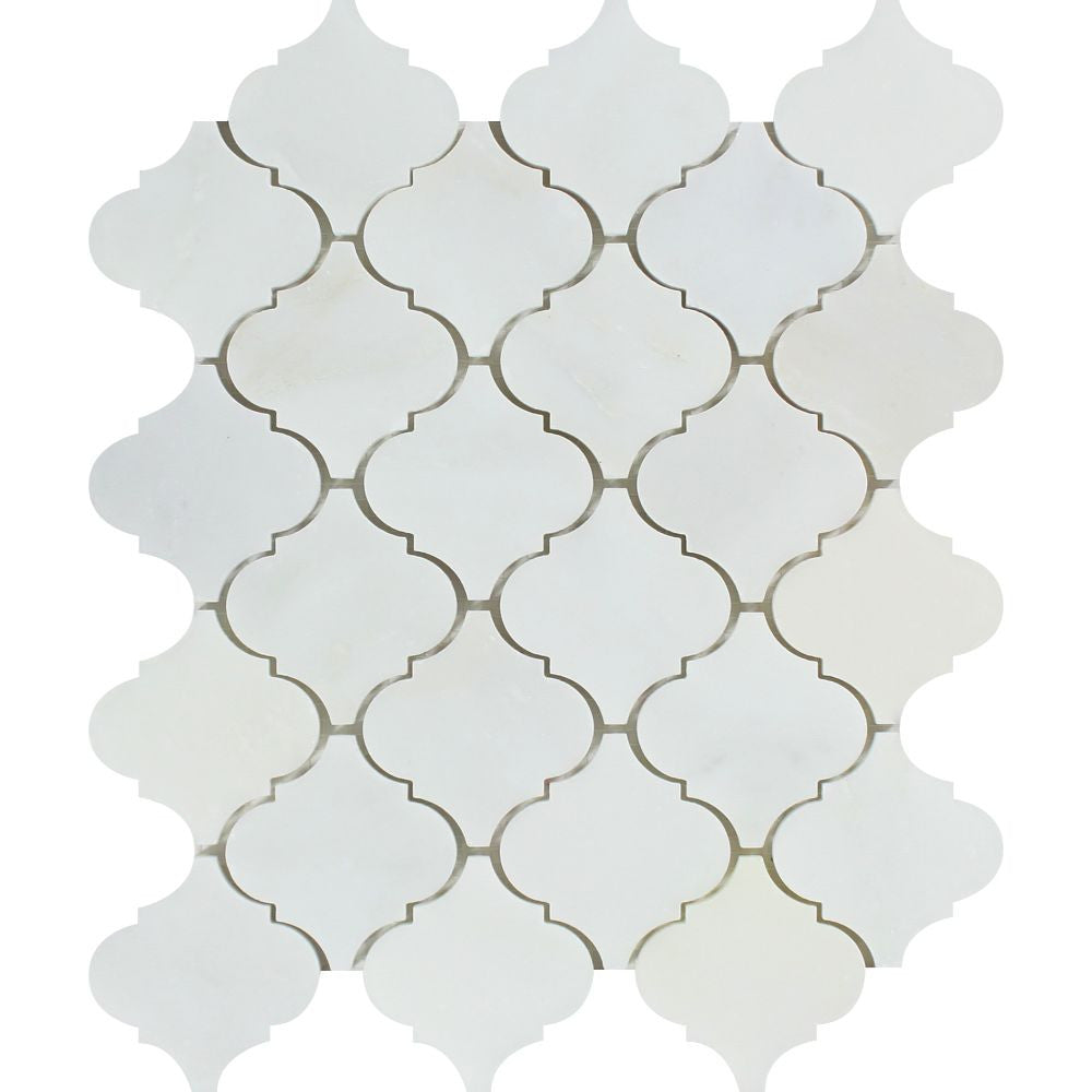 Oriental White Honed Marble Lantern Mosaic Tile
