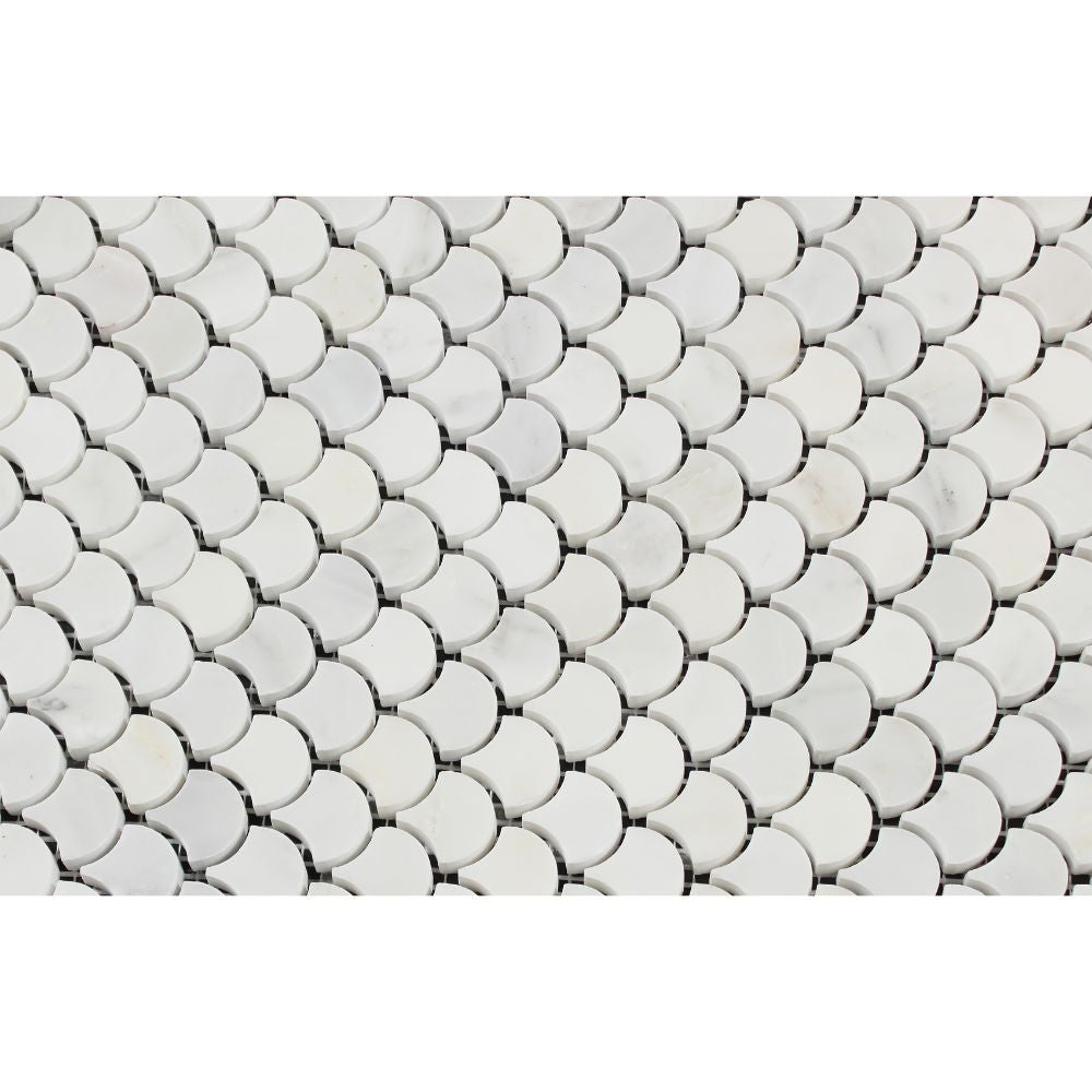 Oriental White Honed Marble Raindrop Mosaic Tile