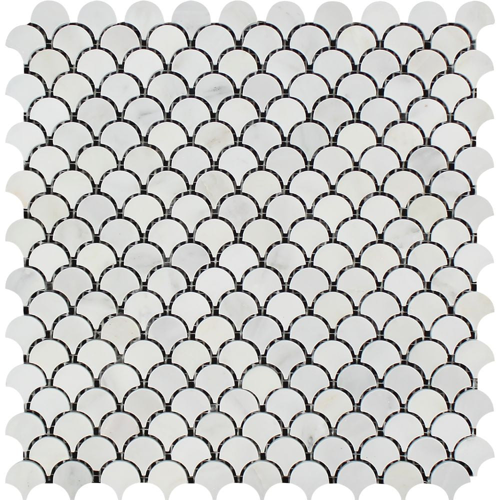 Oriental White Honed Marble Raindrop Mosaic Tile