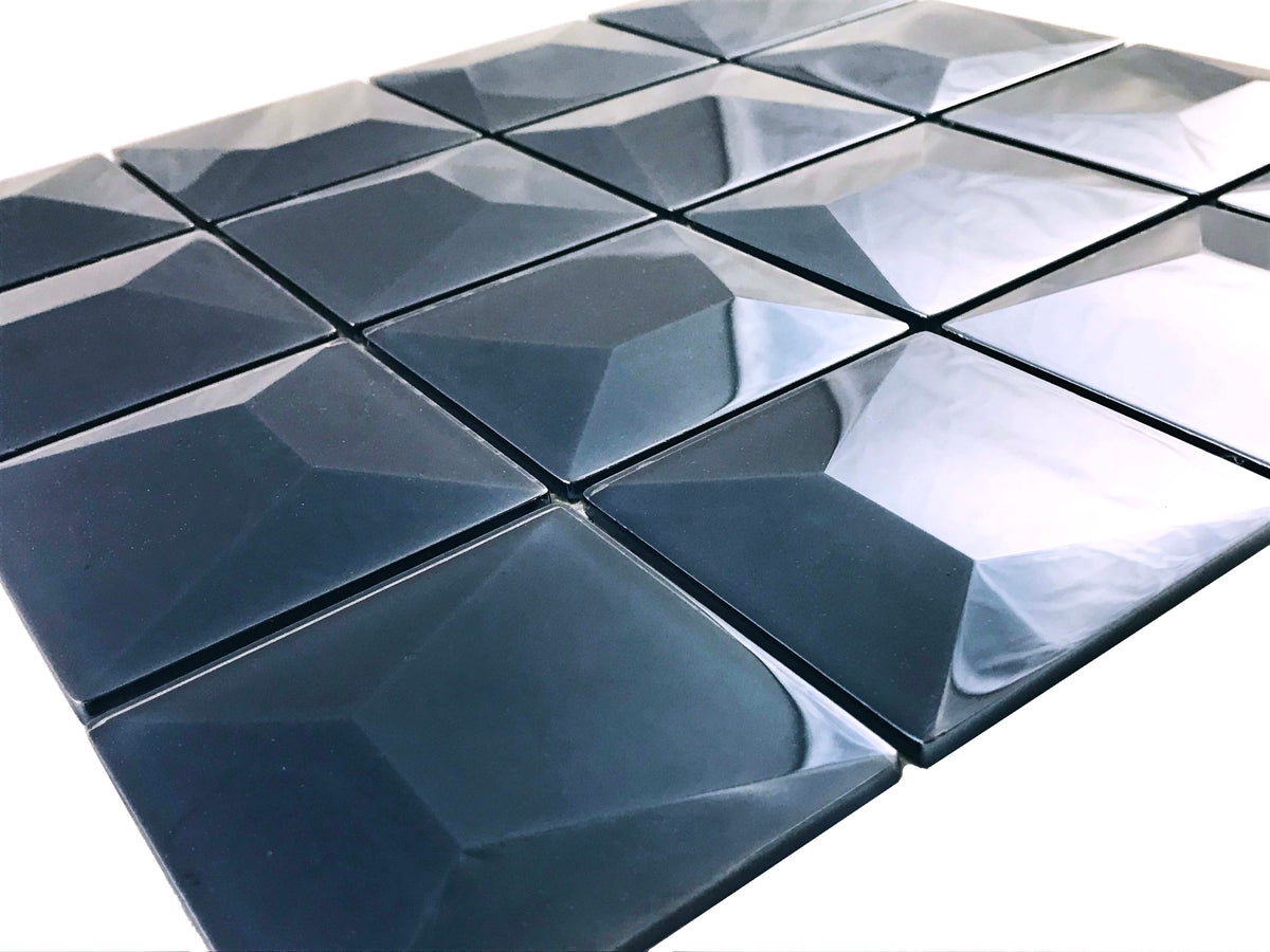 Dimension Royal Blue Glass Mosaic Tile – installed