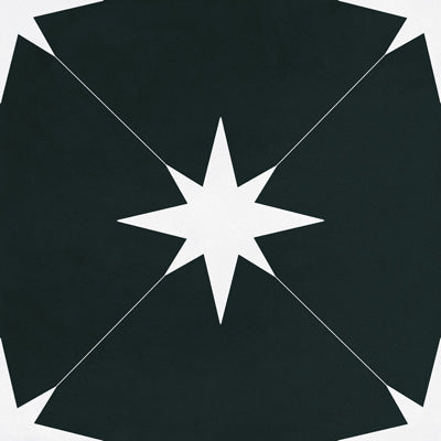 Starburst Ponent Black Porcelain Tile