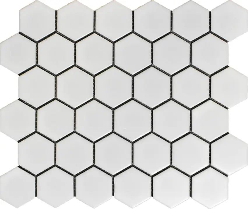 CC Mosaics White 2x2 Hexagon Porcelain Mosaic Tile
