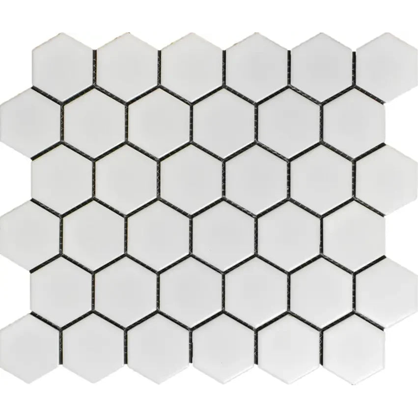 CC Mosaics White 2x2 Hexagon Porcelain Mosaic Tile