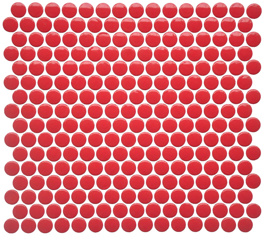 CC Mosaics Red Pepper Penny Round Porcelain Mosaic Tile