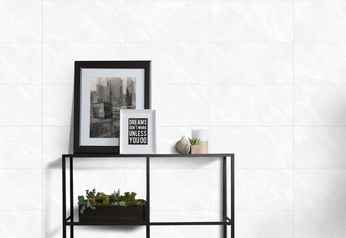 Affinity White Onyx Porcelain Tile – room scene