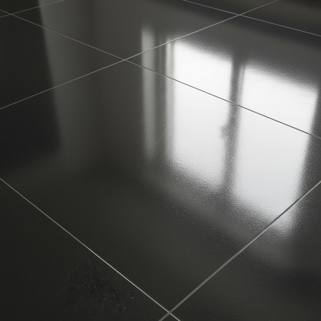 Bold Black Porcelain Tile – room scene