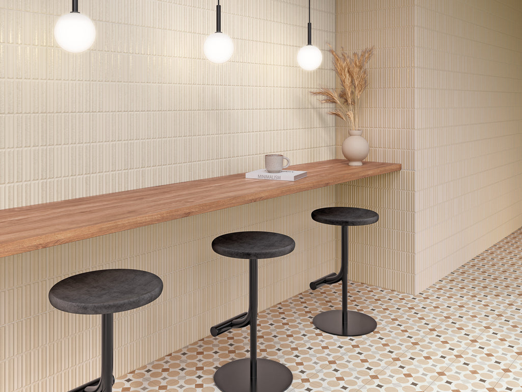 Highlight Sand Ceramic Tile – room scene