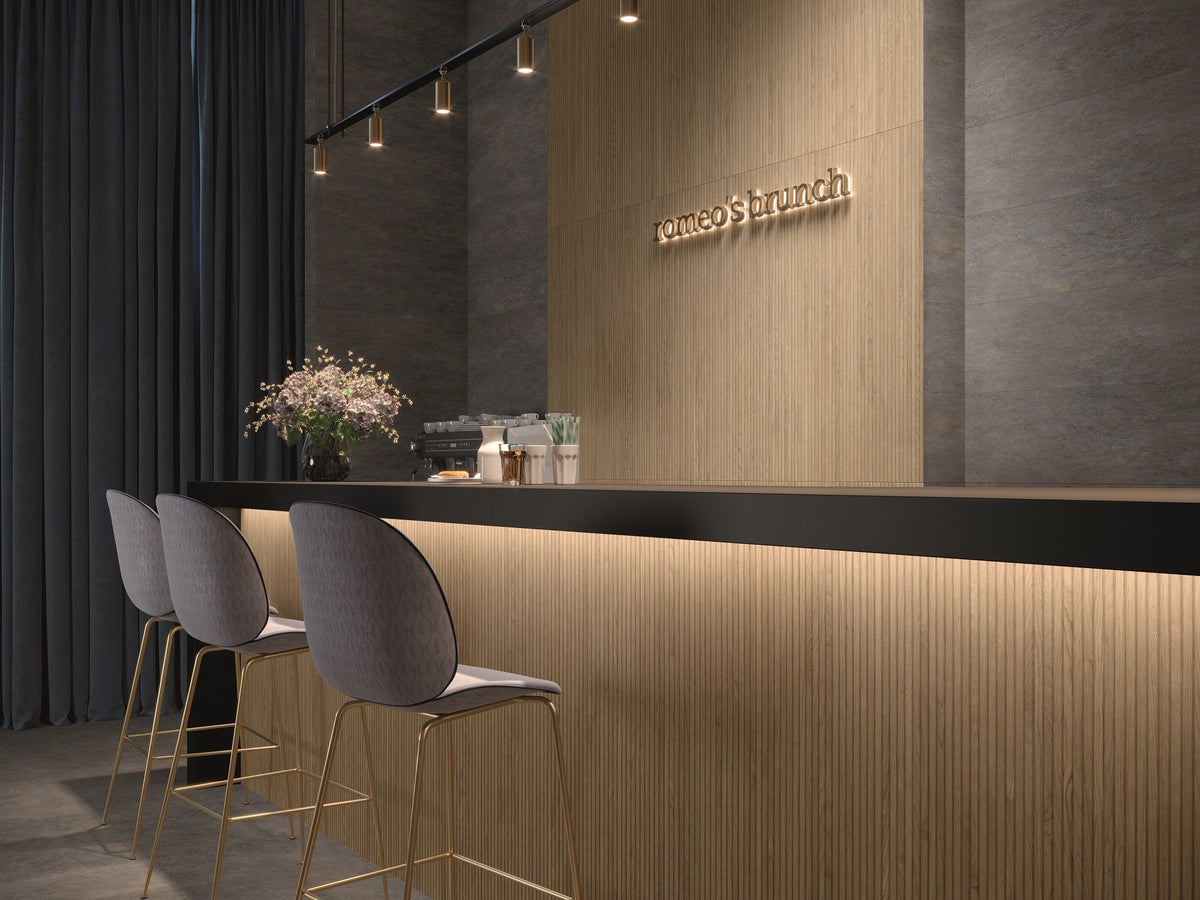 Dash Oak Ceramic Tile – room scene