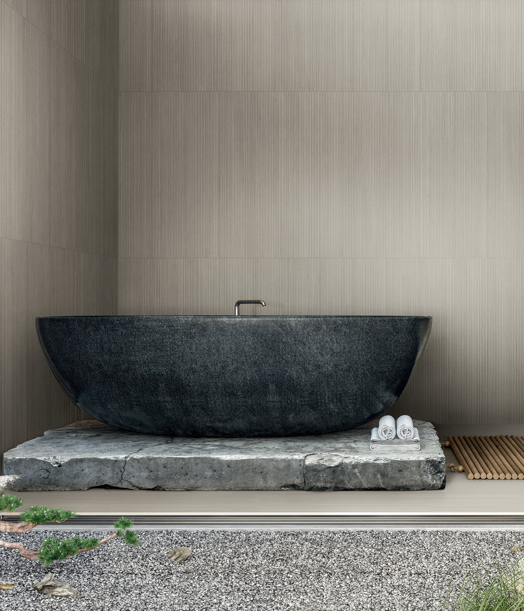 Signature Lively Grey Porcelain Tile – room scene