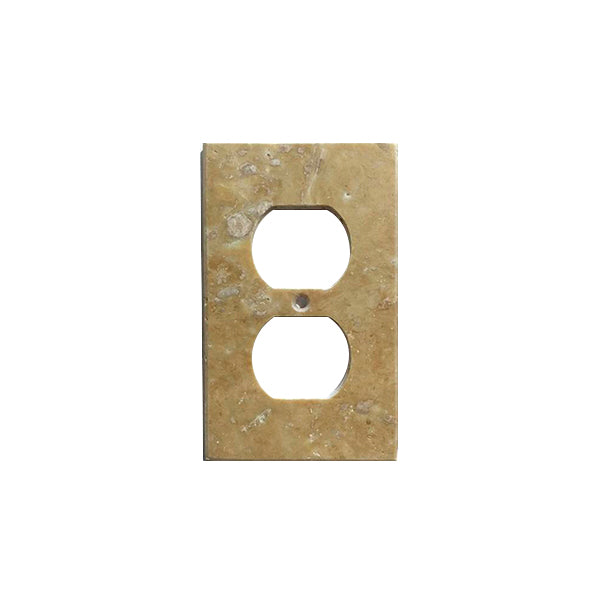 Light Walnut Travertine Single Duplex Switch Plate Cover / Wall Plate - Honed