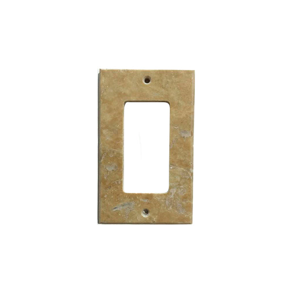 Light Walnut Travertine Single Rocker Switch Plate Cover / Wall Plate - Honed