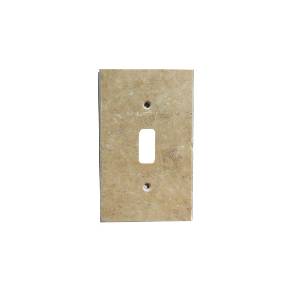 Light Walnut Travertine Single Toggle Switch Plate Cover / Wall Plate - Honed