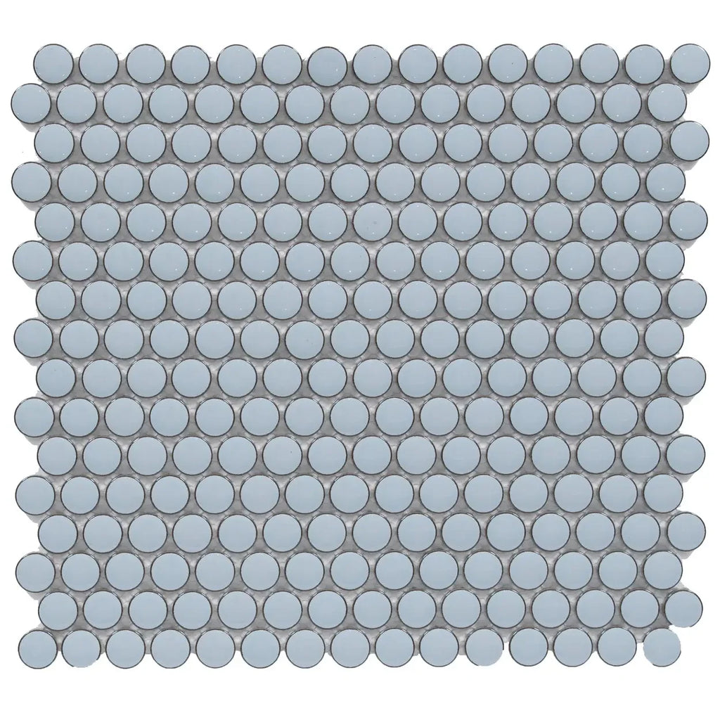 CC Mosaics Plus Sky Blue Penny Round Porcelain Mosaic Tile