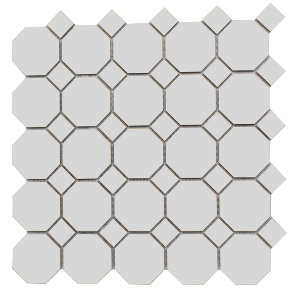 CC Mosaics Snow White Octagon Porcelain Mosaic Tile
