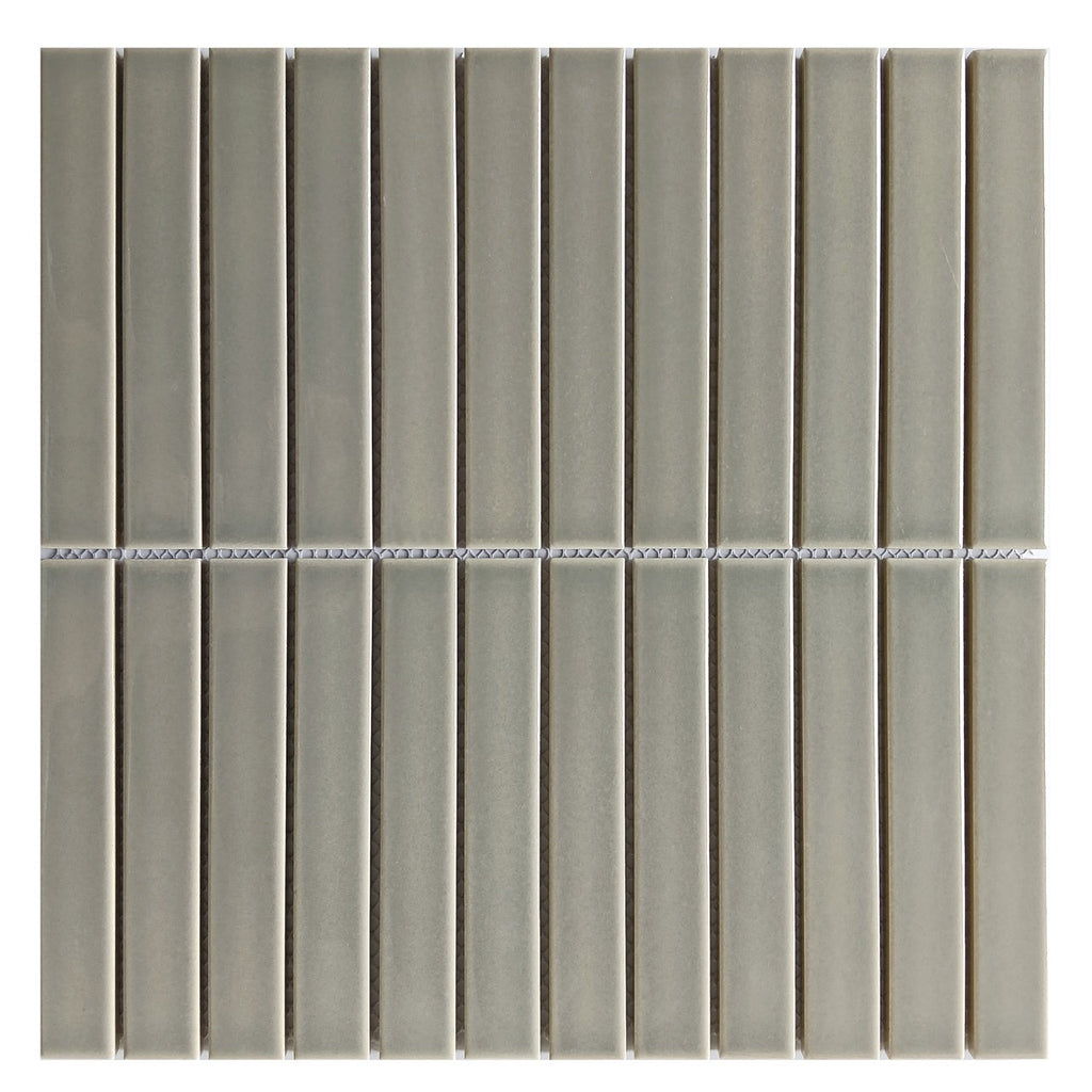 CC Mosaics Plus Tender Gray Stacked Porcelain Mosaic Tile
