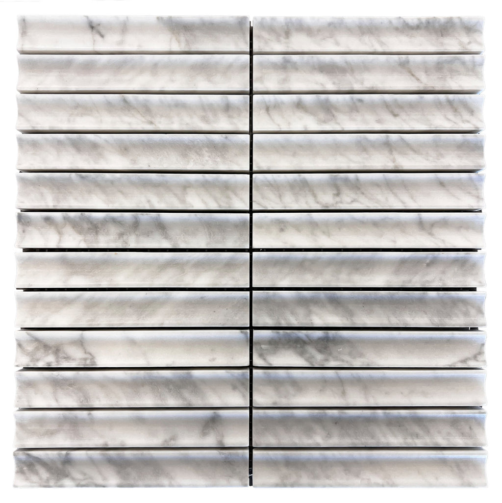 True Carrara Concave Marble Mosaic Tile