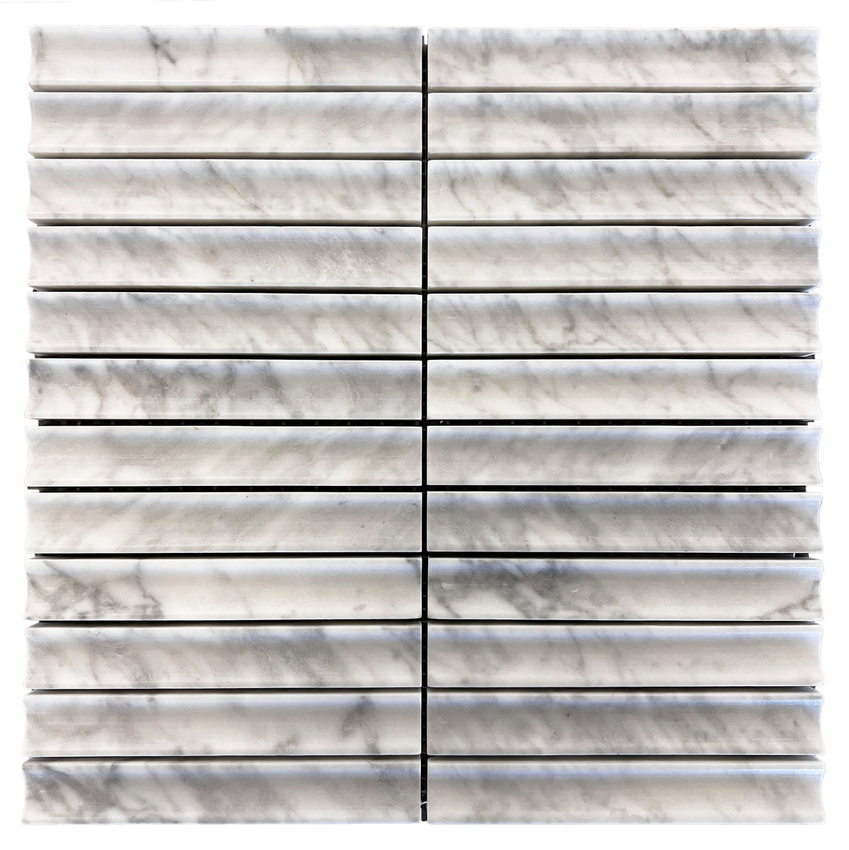 True Carrara Concave Marble Mosaic Tile