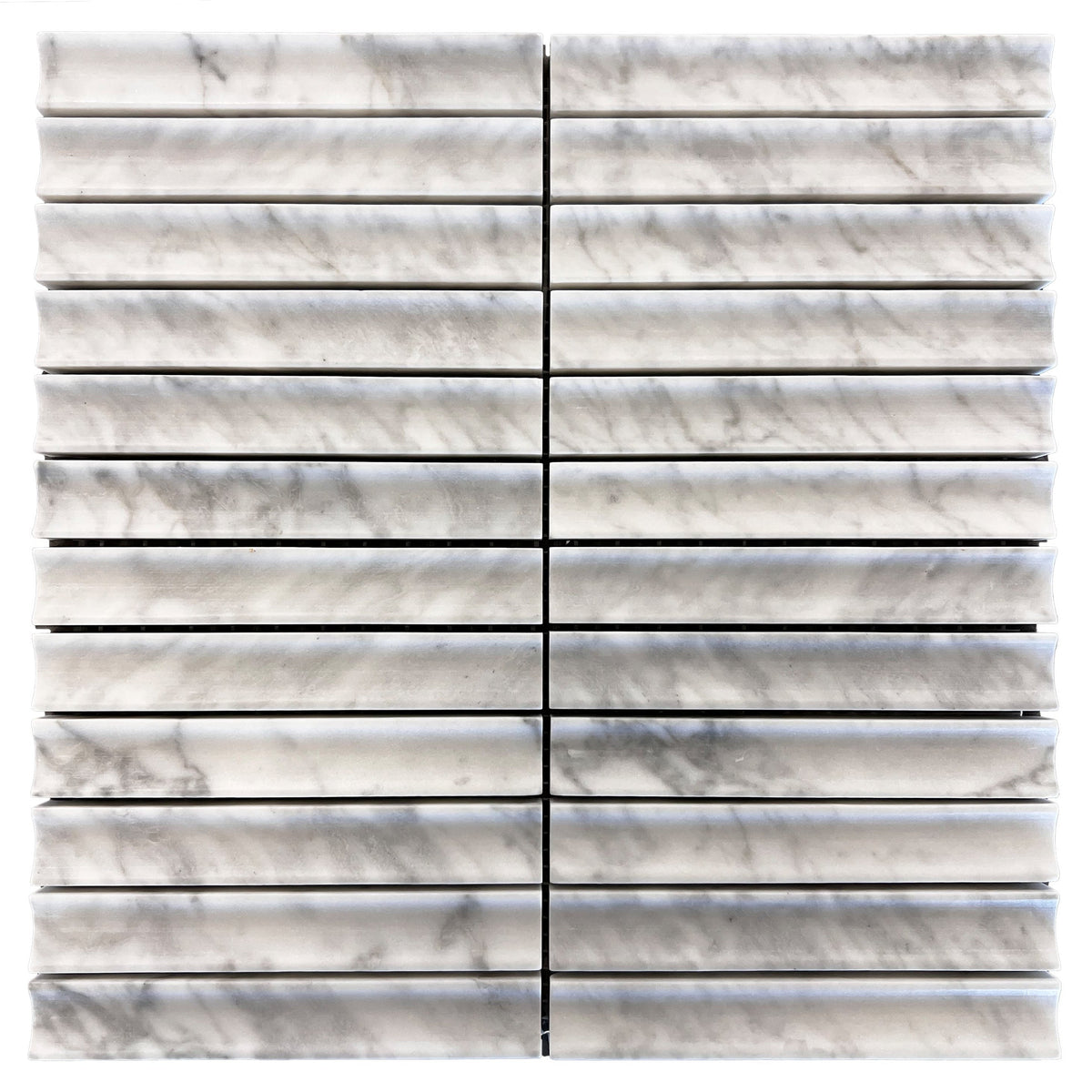 True Carrara Concave Marble Mosaic Tile