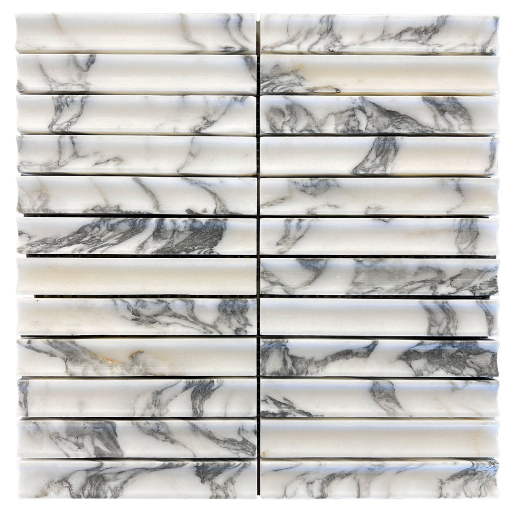 True Arabesque Concave Marble Mosaic Tile
