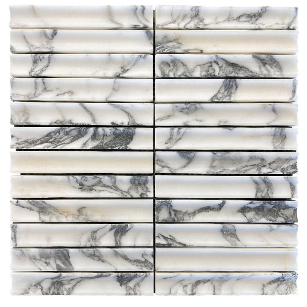 True Arabesque Concave Marble Mosaic Tile