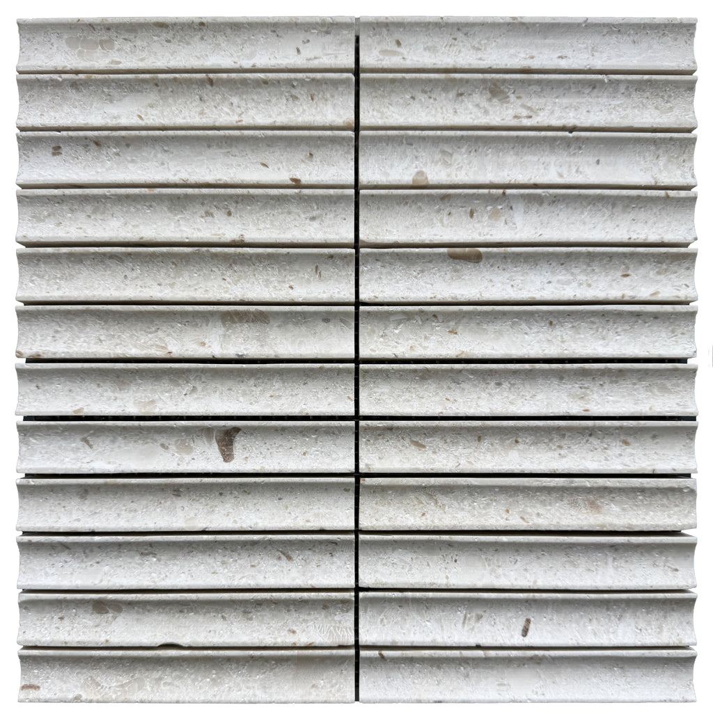 True Golden Shell Beige Concave Marble Mosaic Tile