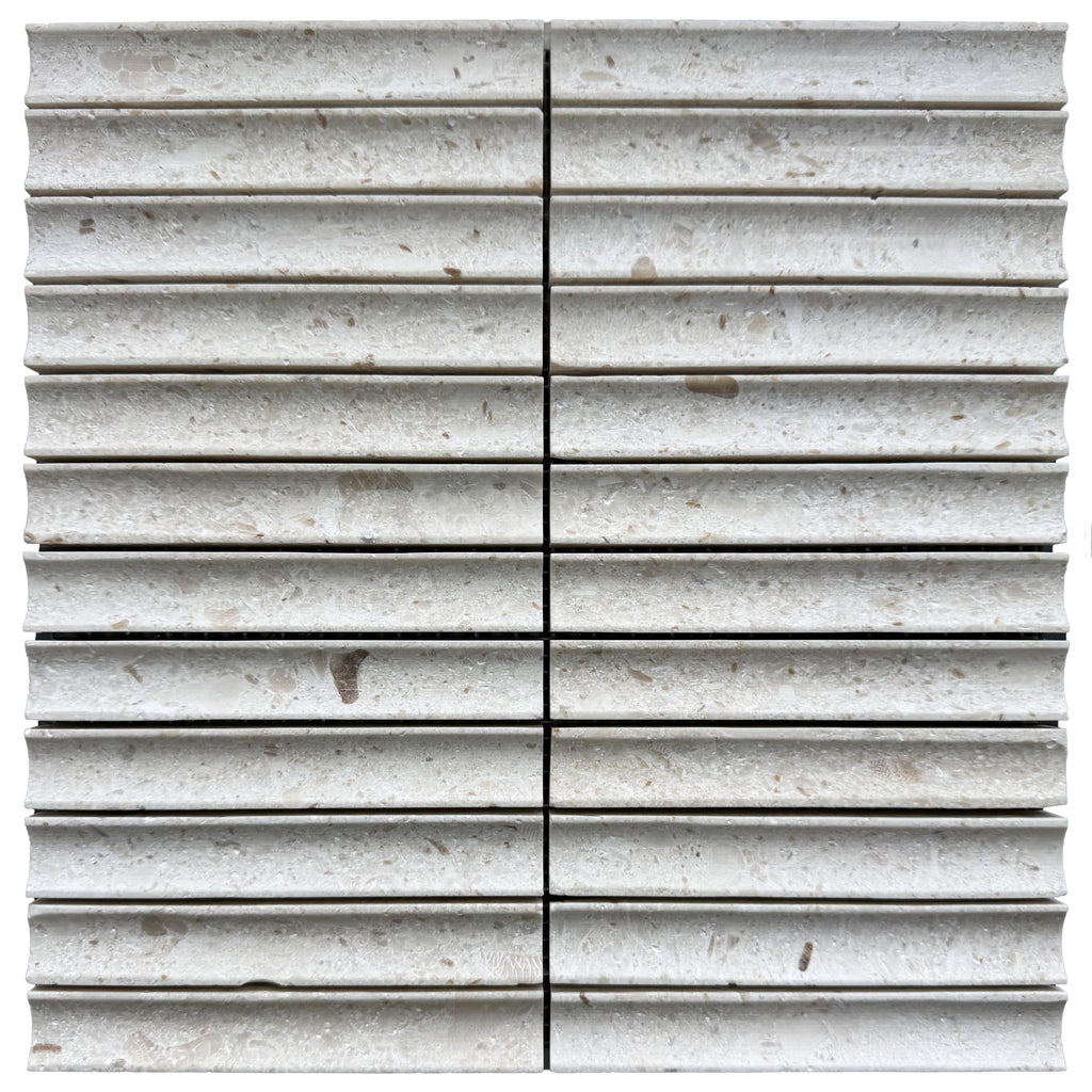 True Golden Shell Beige Concave Marble Mosaic Tile