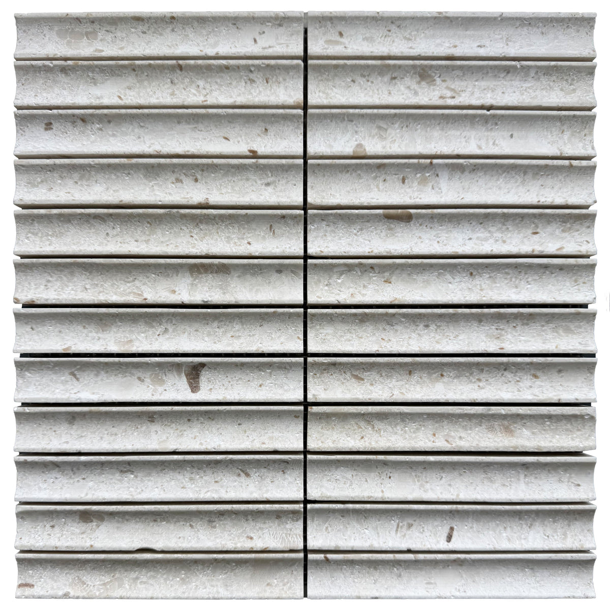 True Golden Shell Beige Concave Marble Mosaic Tile