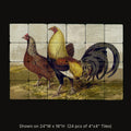 Duck Winged Game inspired by W. B. Tegetmeier, stone mural shown on 24"W x 16"H (24 pcs of 4"x4" tumbled marble tiles)