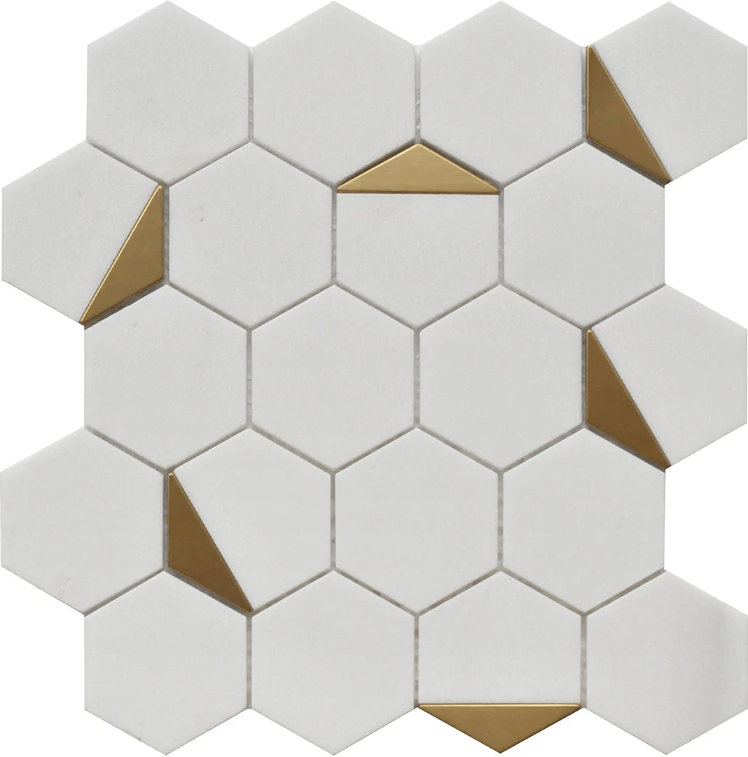 Rockart Thassos Hexagon Marble Mosaic Tile
