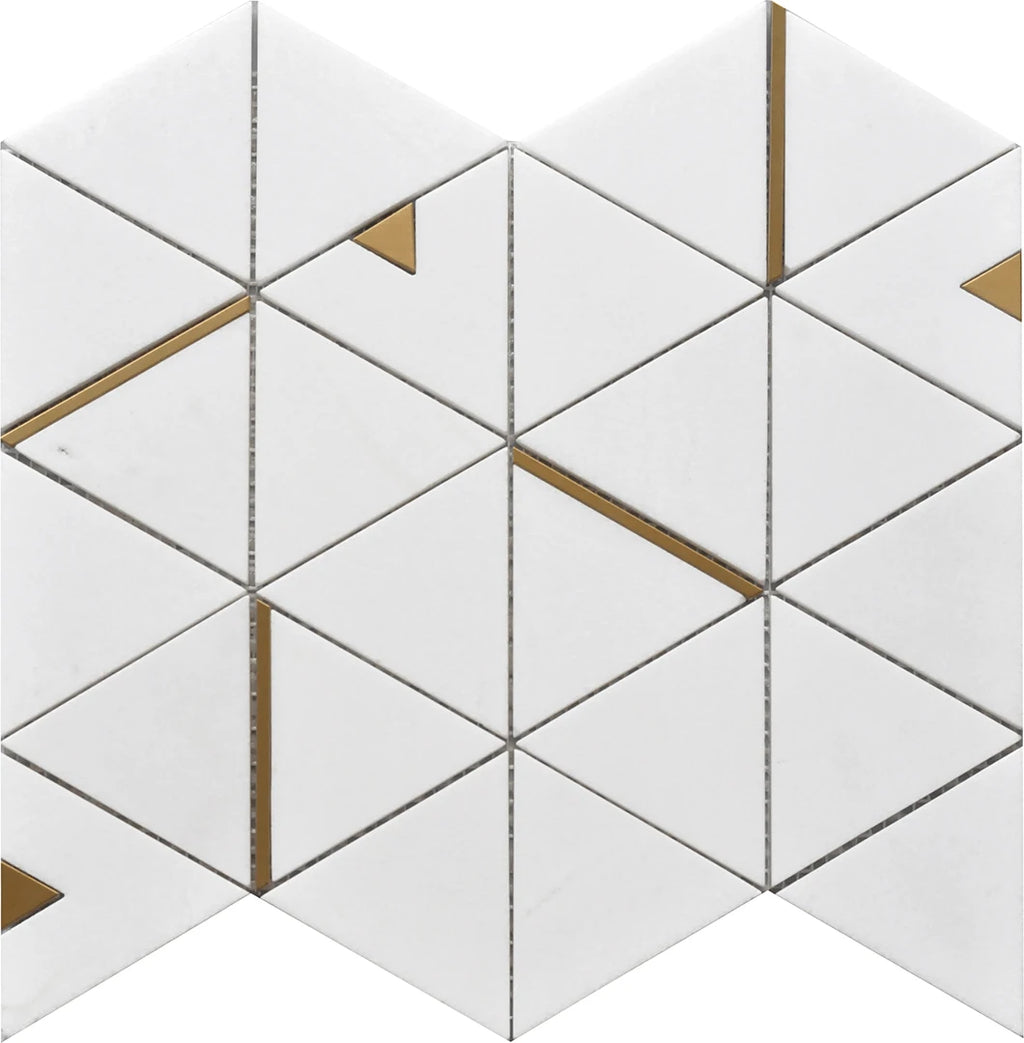 Rockart Thassos Triangle Marble Mosaic Tile