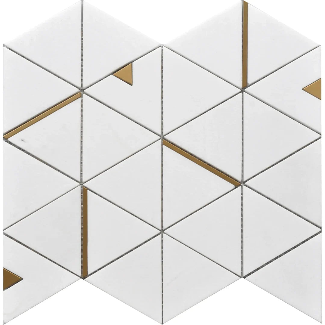 Rockart Thassos Triangle Marble Mosaic Tile