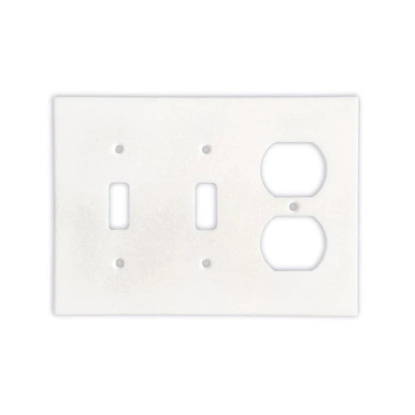 Thassos White Marble Double Toggle Duplex Switch Plate Cover / Wall Plate - Polished
