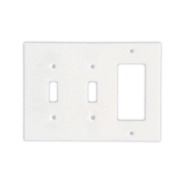 Thassos White Marble Double Toggle Rocker Switch Plate Cover / Wall Plate - Polished