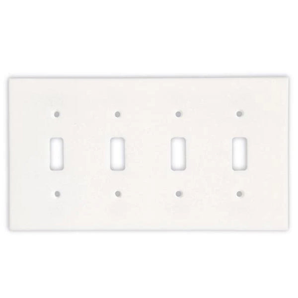 Thassos White Marble 4 Toggle Switch Plate Cover / Wall Plate - Polished