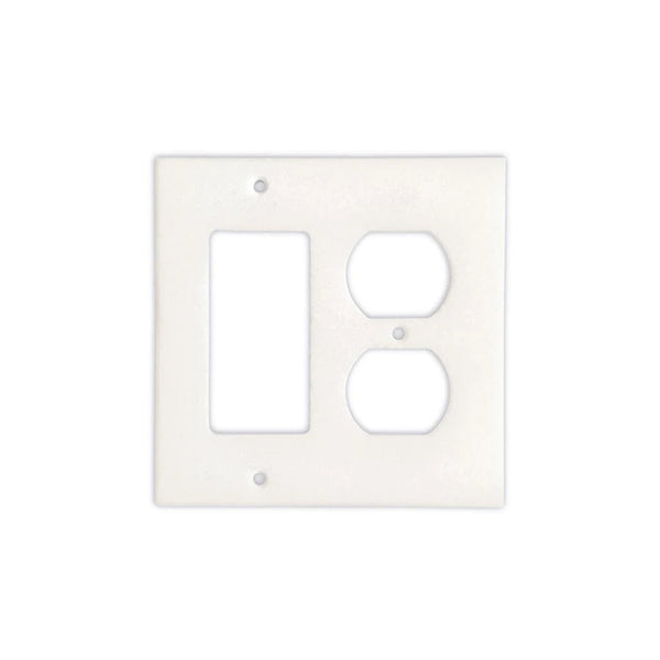 Thassos White Marble Rocker Duplex Switch Plate Cover / Wall Plate - Honed