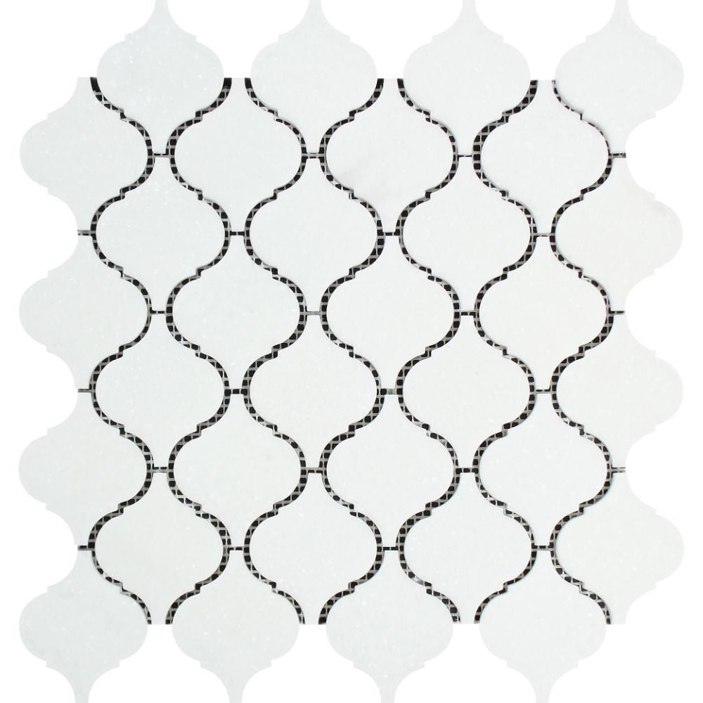 Thassos White Honed Marble Lantern Mosaic Tile