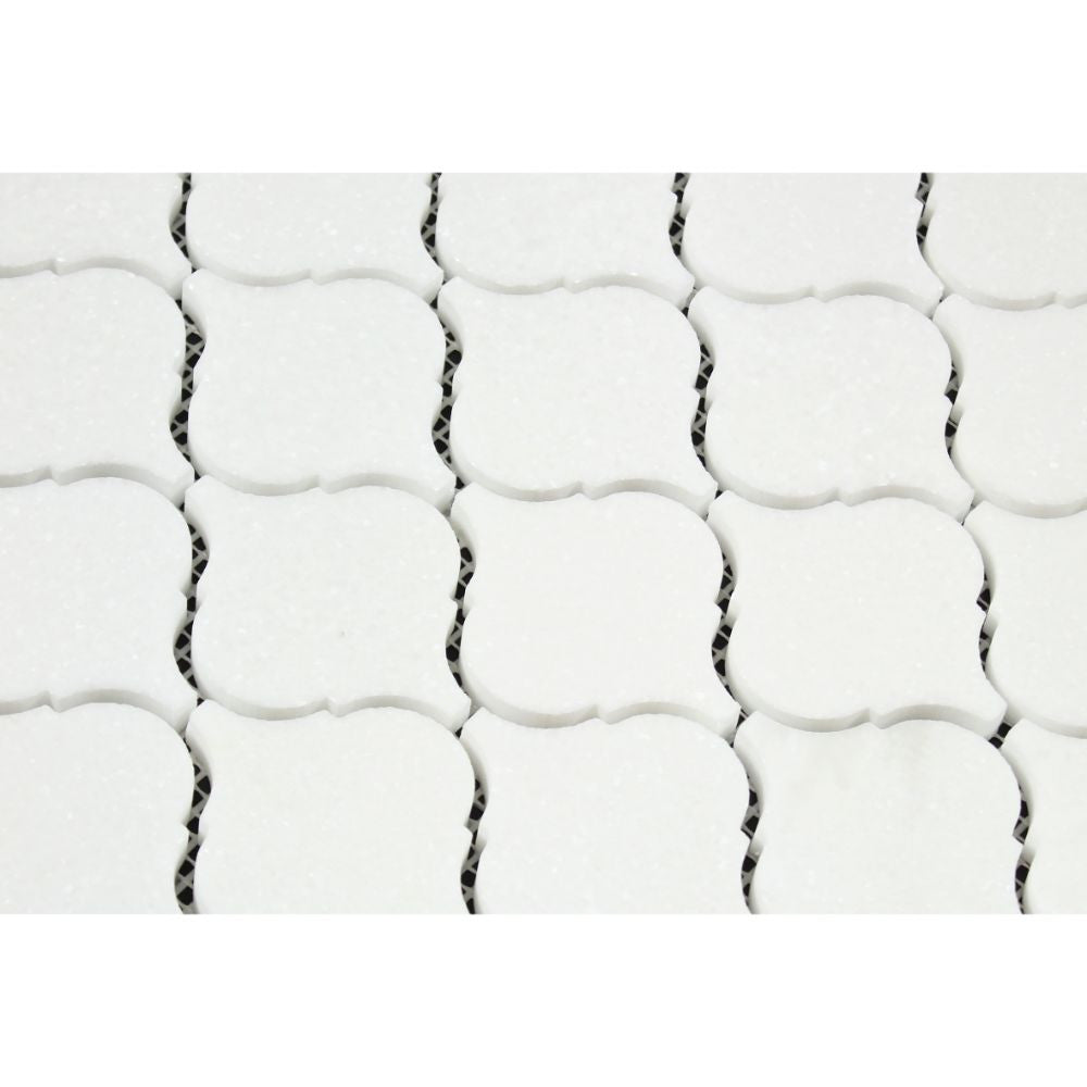Thassos White Honed Marble Lantern Mosaic Tile