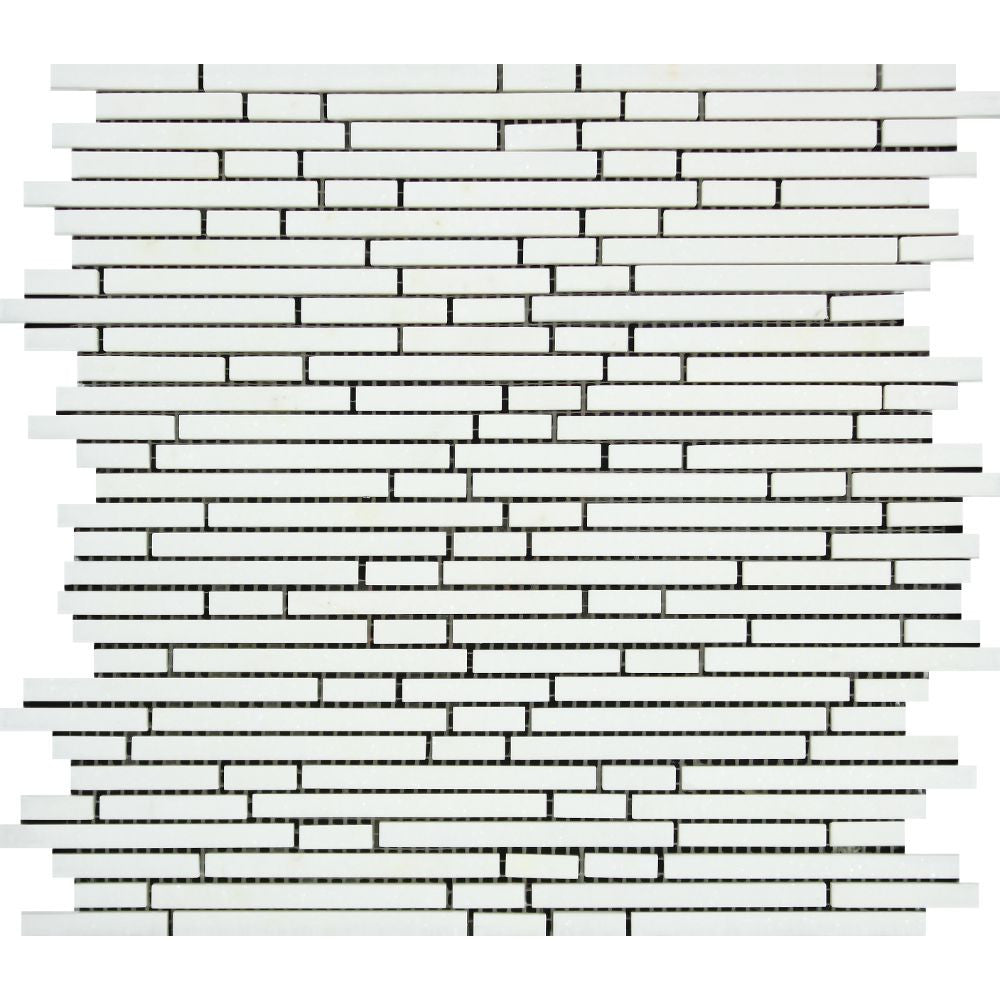 Thassos White Polished Marble Bamboo Sticks Mosaic Tile