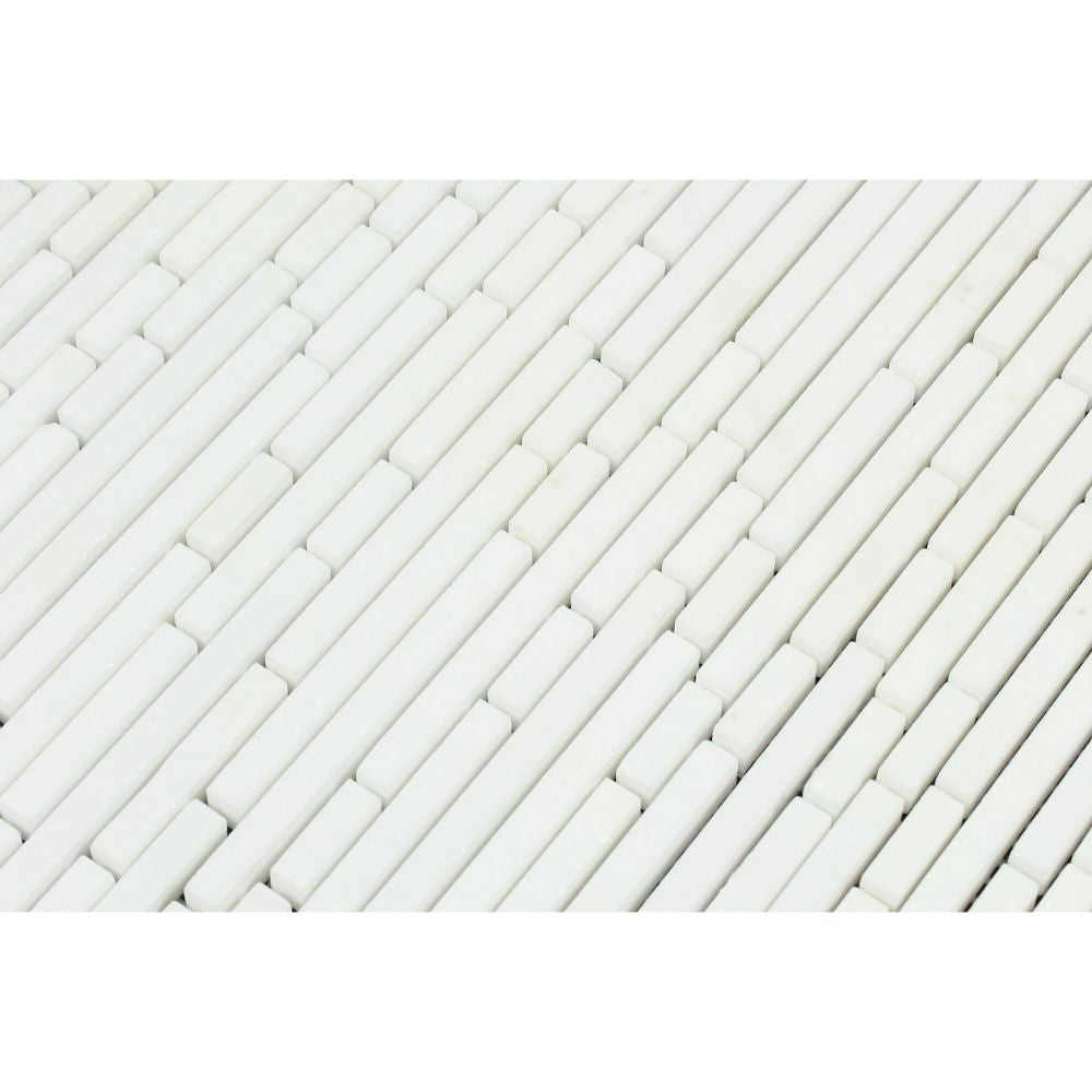 Thassos White Polished Marble Bamboo Sticks Mosaic Tile
