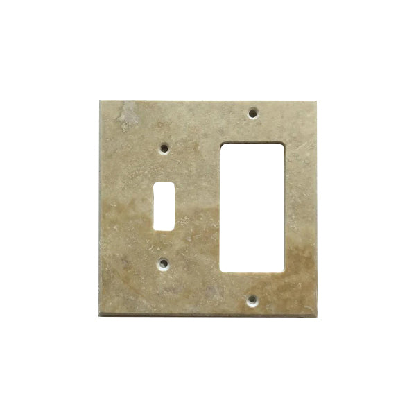 Light Walnut Travertine Toggle Rocker Switch Plate Cover / Wall Plate - Honed