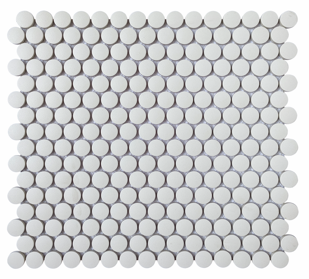 CC Porcelain White Penny Round Porcelain Mosaic Tile