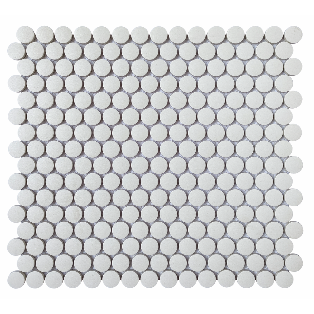 CC Porcelain White Penny Round Porcelain Mosaic Tile