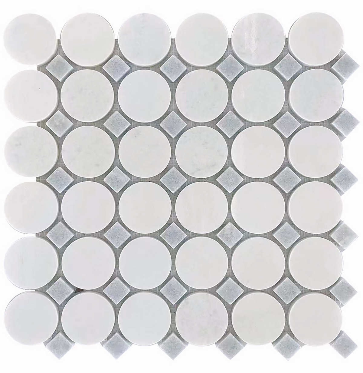 Rockart Blue Celeste & Thassos Circle Marble Mosaic Tile