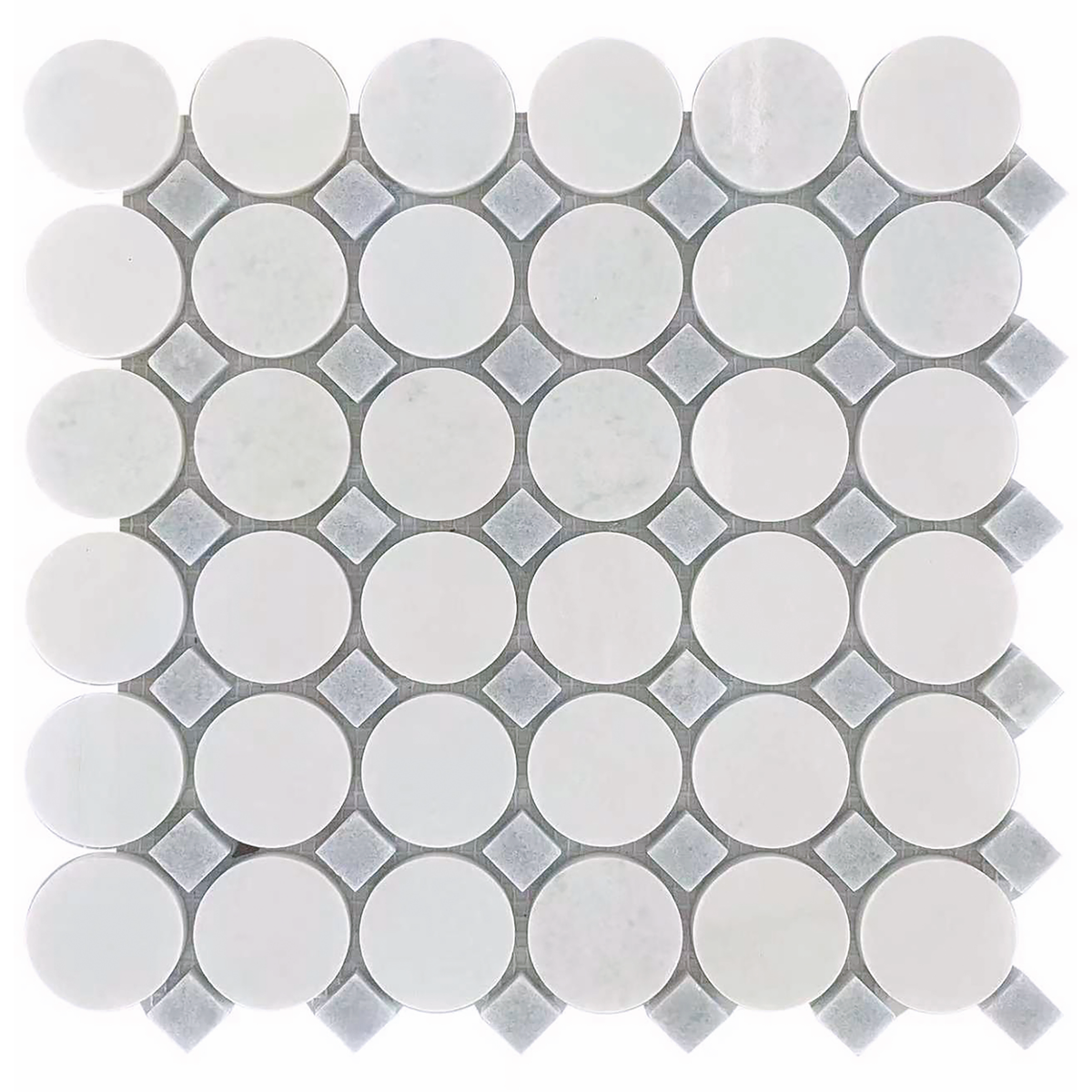 Rockart Blue Celeste & Thassos Circle Marble Mosaic Tile