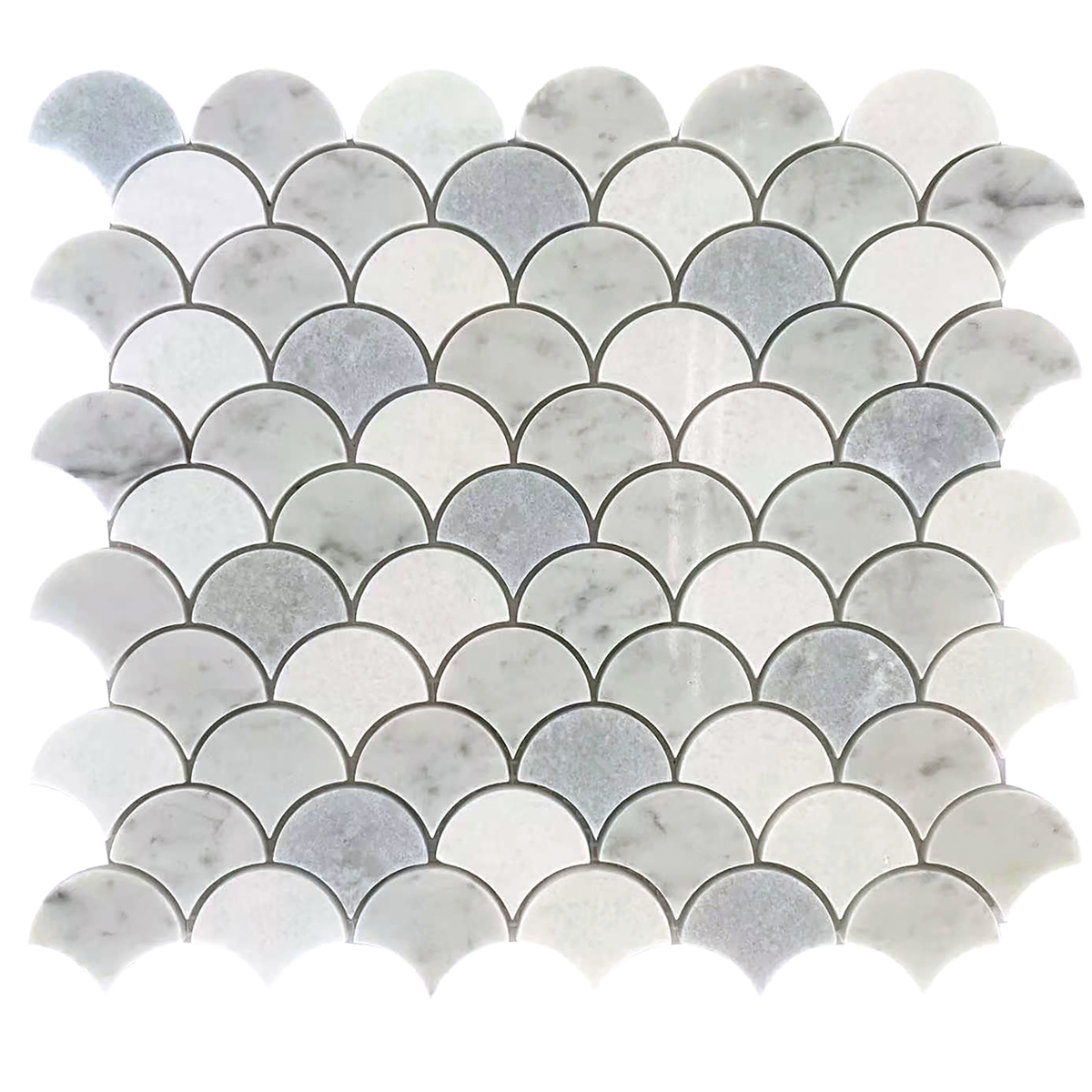 Rockart Blue Celeste & Carrara Fan Marble Mosaic Tile